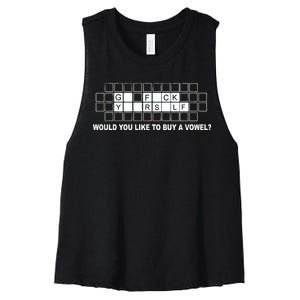 Buy A Vowel Go Fuck Yourself Funny Women's Racerback Cropped Tank