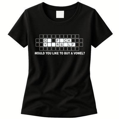 Buy A Vowel Go Fuck Yourself Funny Womens T-Shirt