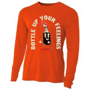 Bottle Up Your Feelings Funny Sarcastic Quote Gift Cooling Performance Long Sleeve Crew