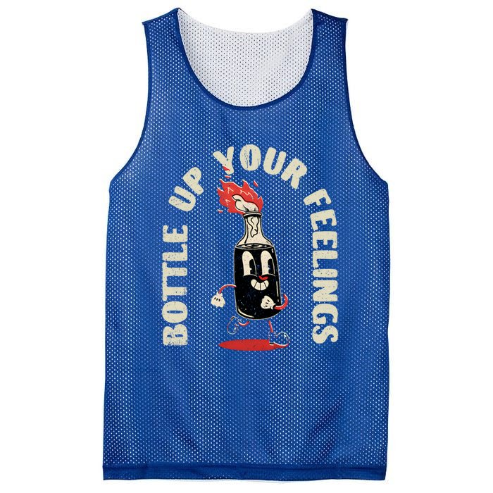 Bottle Up Your Feelings Funny Sarcastic Quote Gift Mesh Reversible Basketball Jersey Tank