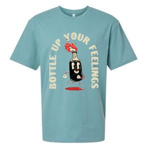 Bottle Up Your Feelings Funny Sarcastic Quote Gift Sueded Cloud Jersey T-Shirt