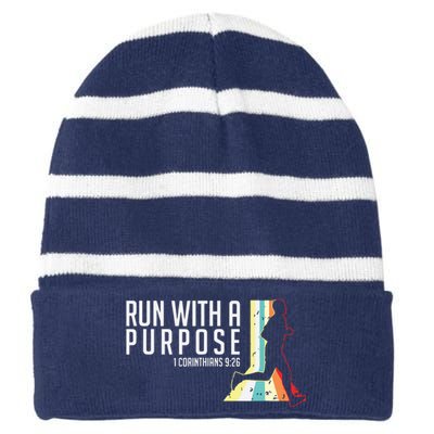 Bible Verse 1 Corinthians 926 Running Fitness Striped Beanie with Solid Band