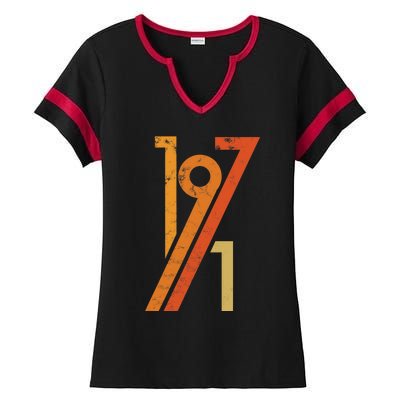 Birthday Vintage 70s Style 1971 Ladies Halftime Notch Neck Tee