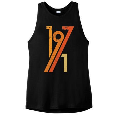 Birthday Vintage 70s Style 1971 Ladies PosiCharge Tri-Blend Wicking Tank