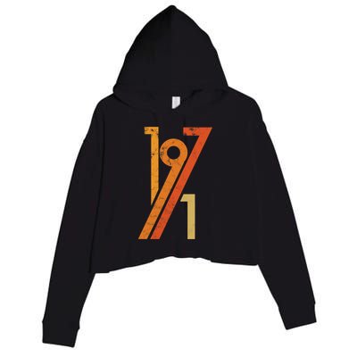 Birthday Vintage 70s Style 1971 Crop Fleece Hoodie