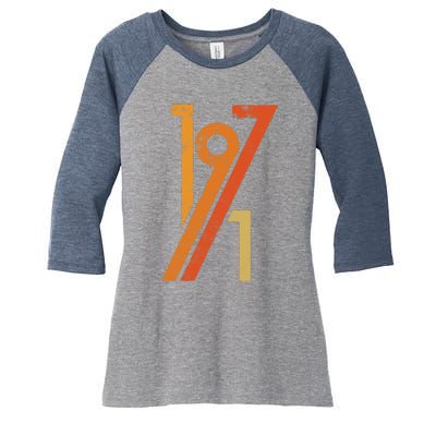 Birthday Vintage 70s Style 1971 Women's Tri-Blend 3/4-Sleeve Raglan Shirt