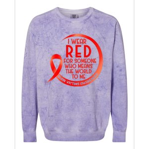 Burn Victims Awareness Red Ribbon I Wear Red For Someone Who Colorblast Crewneck Sweatshirt