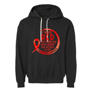 Burn Victims Awareness Red Ribbon I Wear Red For Someone Who Garment-Dyed Fleece Hoodie