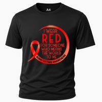 Burn Victims Awareness Red Ribbon I Wear Red For Someone Who Cooling Performance Crew T-Shirt