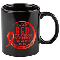 Burn Victims Awareness Red Ribbon I Wear Red For Someone Who 11oz C Handle Ceramic Mug
