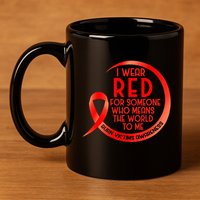 Burn Victims Awareness Red Ribbon I Wear Red For Someone Who 11oz C Handle Ceramic Mug