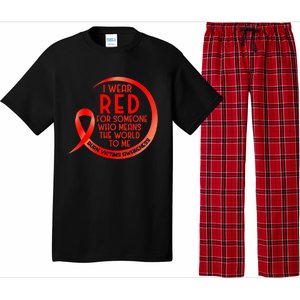 Burn Victims Awareness Red Ribbon I Wear Red For Someone Who Pajama Set