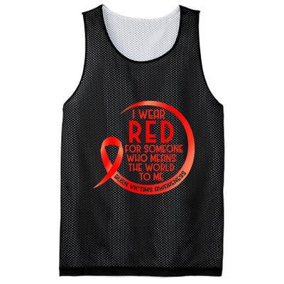 Burn Victims Awareness Red Ribbon I Wear Red For Someone Who Mesh Reversible Basketball Jersey Tank