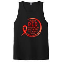 Burn Victims Awareness Red Ribbon I Wear Red For Someone Who PosiCharge Competitor Tank