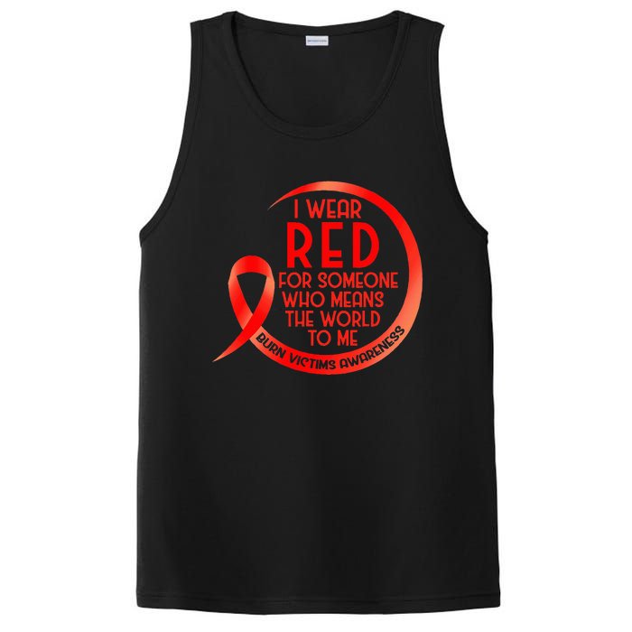 Burn Victims Awareness Red Ribbon I Wear Red For Someone Who PosiCharge Competitor Tank