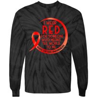 Burn Victims Awareness Red Ribbon I Wear Red For Someone Who Tie-Dye Long Sleeve Shirt