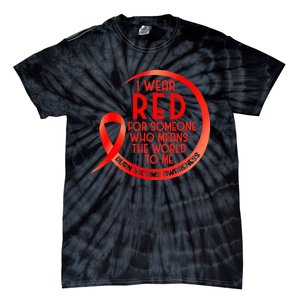 Burn Victims Awareness Red Ribbon I Wear Red For Someone Who Tie-Dye T-Shirt