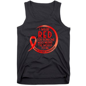 Burn Victims Awareness Red Ribbon I Wear Red For Someone Who Tank Top