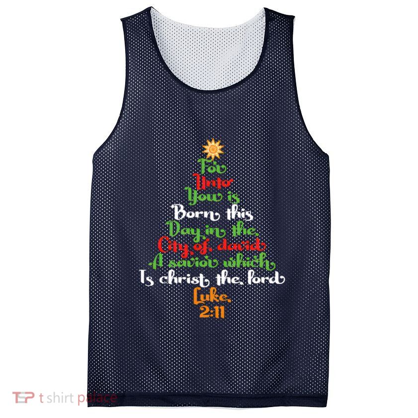 Bible Verse As Christmas Tree Mesh Reversible Basketball Jersey Tank