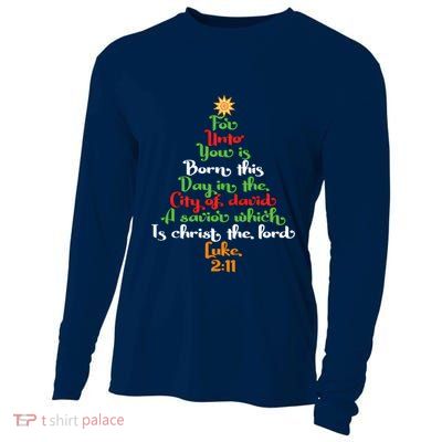 Bible Verse As Christmas Tree Cooling Performance Long Sleeve Crew