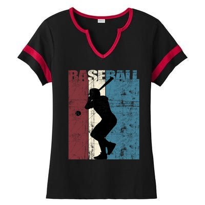 Baseball Vintage Baseball Player Distressed Gift Ladies Halftime Notch Neck Tee