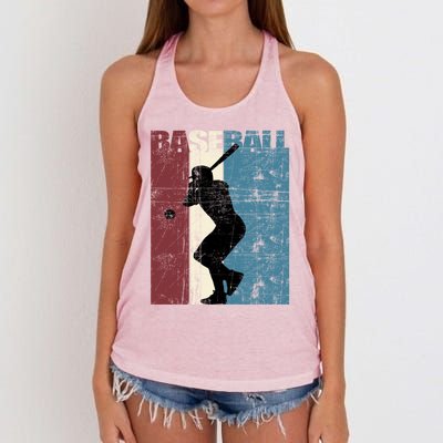 Baseball Vintage Baseball Player Distressed Gift Women's Knotted Racerback Tank