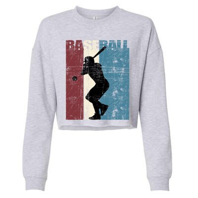 Baseball Vintage Baseball Player Distressed Gift Cropped Pullover Crew