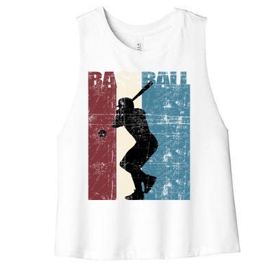 Baseball Vintage Baseball Player Distressed Gift Women's Racerback Cropped Tank