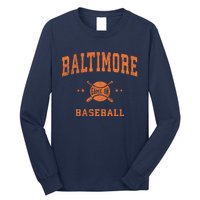 Baltimore Vintage Baseball Throwback Retro Design Long Sleeve Shirt