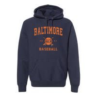 Baltimore Vintage Baseball Throwback Retro Design Premium Hoodie