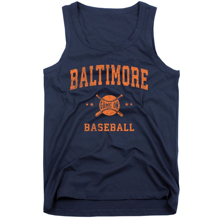 Baltimore Vintage Baseball Throwback Retro Design Tank Top