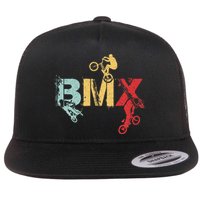 Bmx Vintage Bike Fans Gift Bike Bmx Flat Bill Trucker Hat