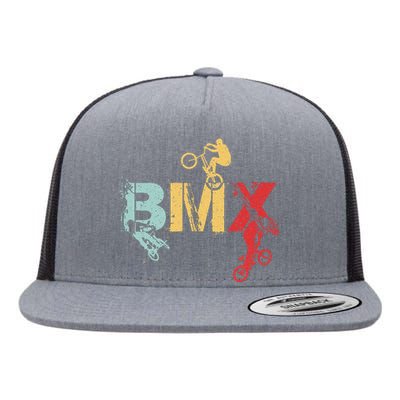 Bmx Vintage Bike Fans Gift Bike Bmx Flat Bill Trucker Hat