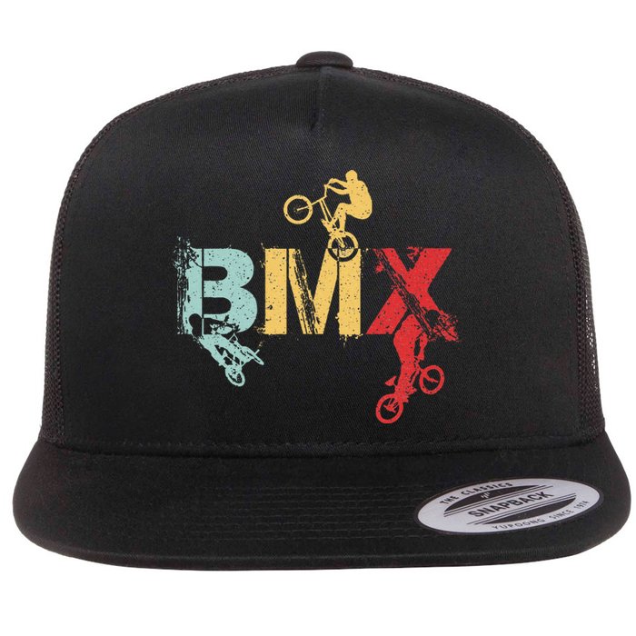 Bmx Vintage Bike Fans Gift Bike Bmx Flat Bill Trucker Hat