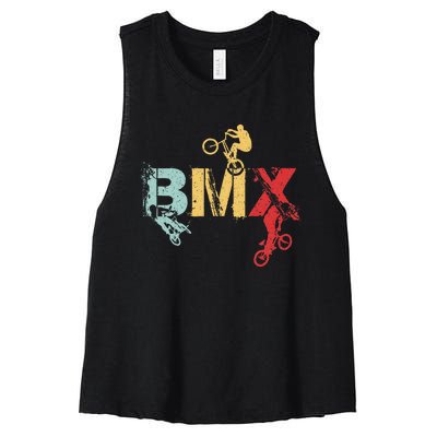 Bmx Vintage Bike Women's Racerback Cropped Tank