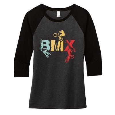 Bmx Vintage Bike Women's Tri-Blend 3/4-Sleeve Raglan Shirt