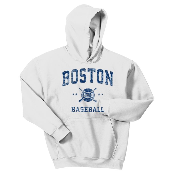 Boston Vintage Baseball Throwback Kids Hoodie