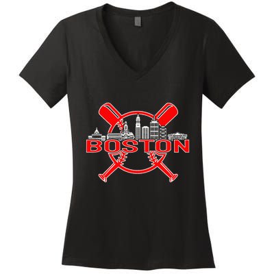 Boston Vintage Baseball Women's V-Neck T-Shirt