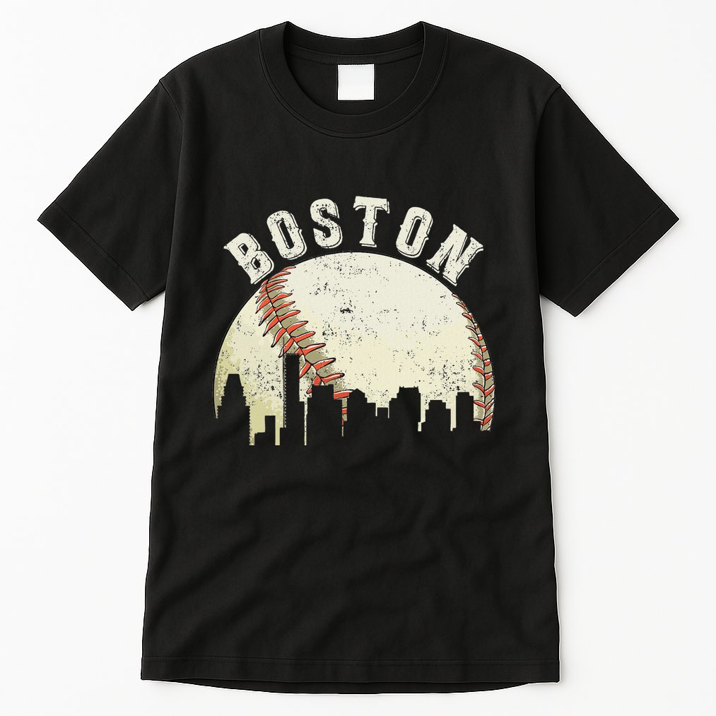 Boston Vintage Baseball Distressed Retro Tall T-Shirt