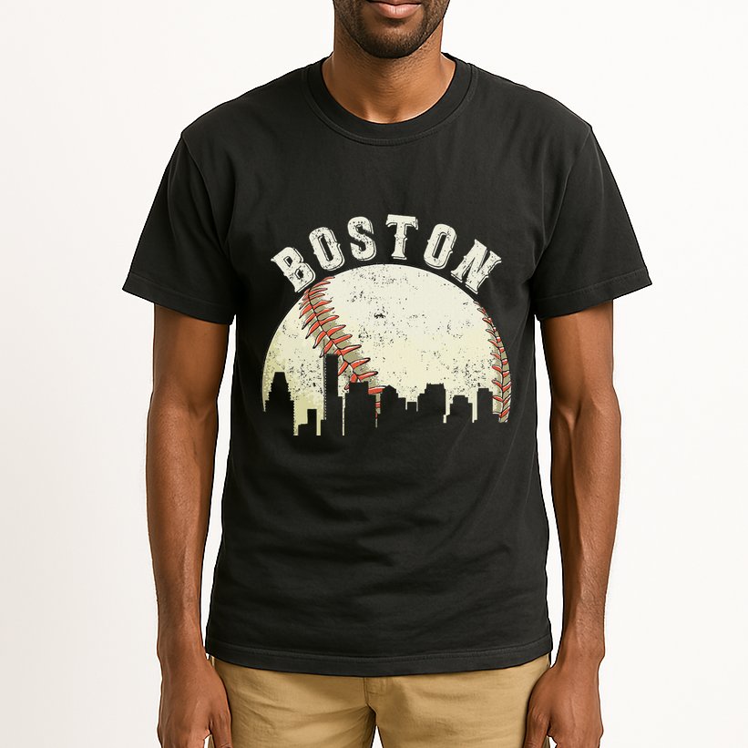 Boston Vintage Baseball Distressed Retro Tall T-Shirt