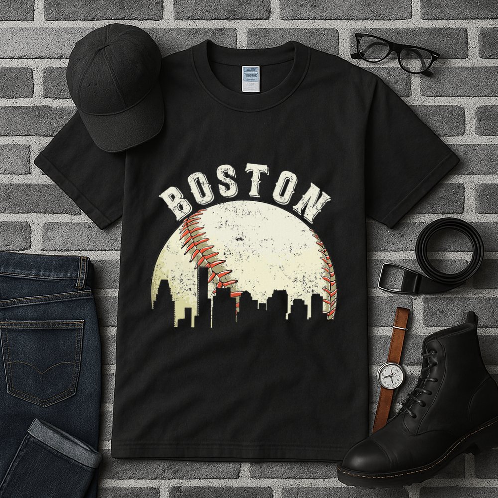 Boston Vintage Baseball Distressed Retro Tall T-Shirt