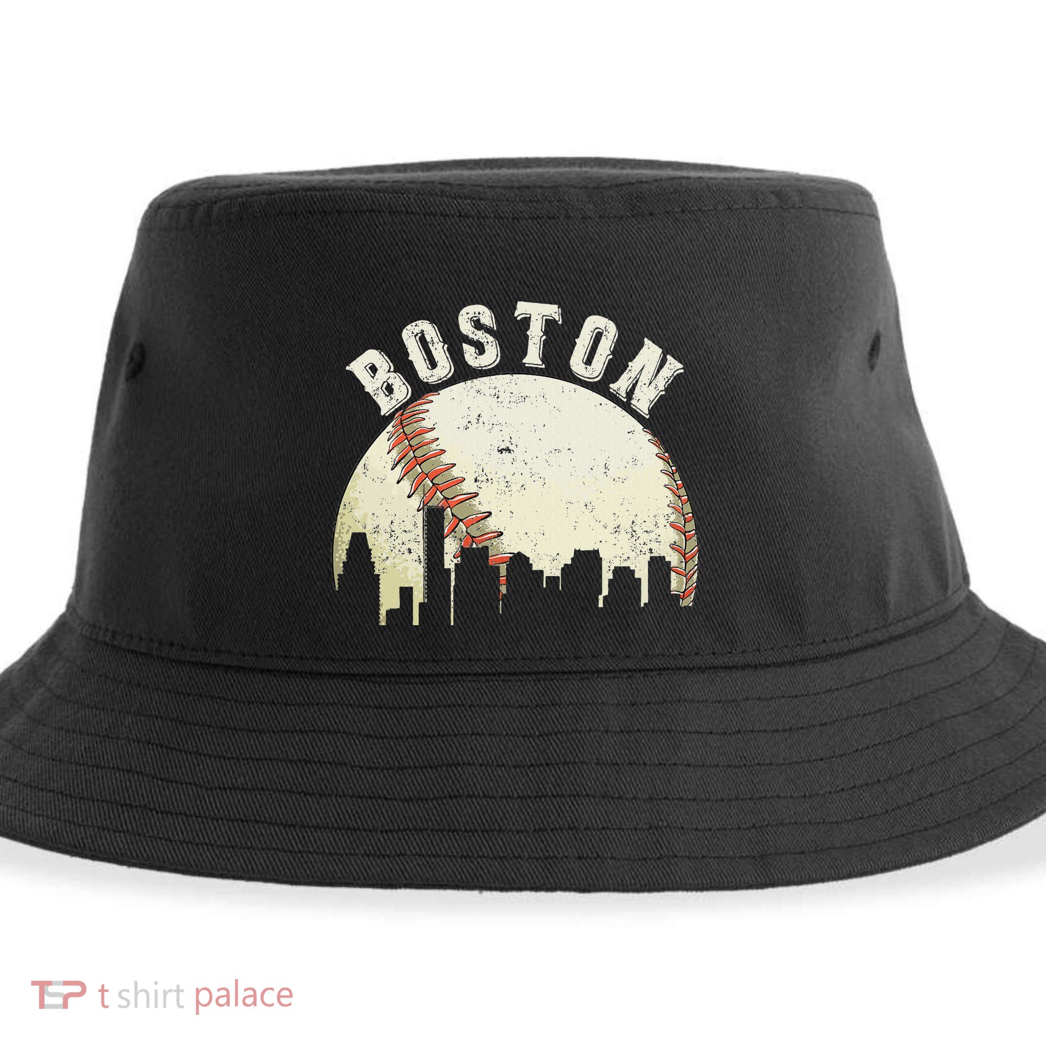 Boston Vintage Baseball Distressed Retro Sustainable Bucket Hat