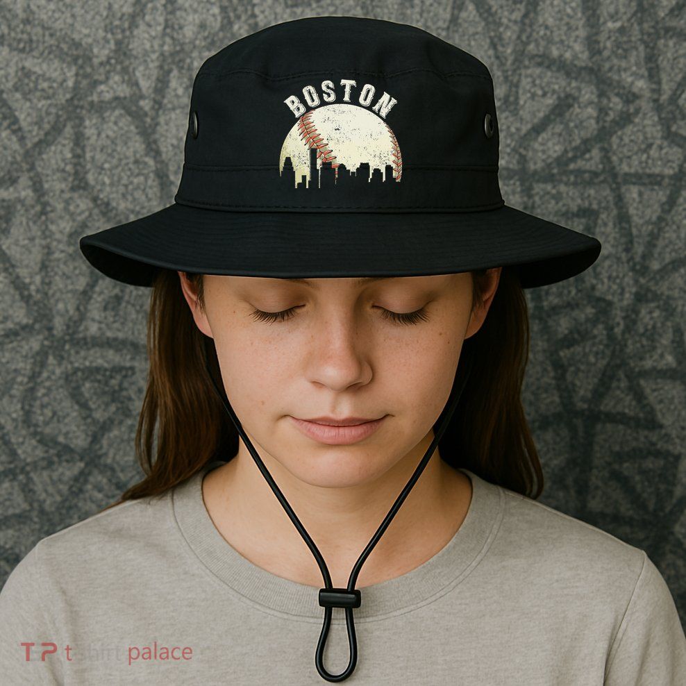 Boston Vintage Baseball Distressed Retro Bucket Hat