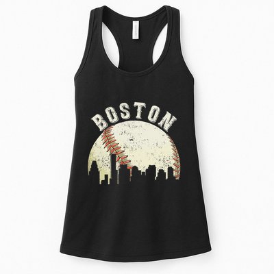 Boston Vintage Baseball Distressed Retro Womens Tank Top