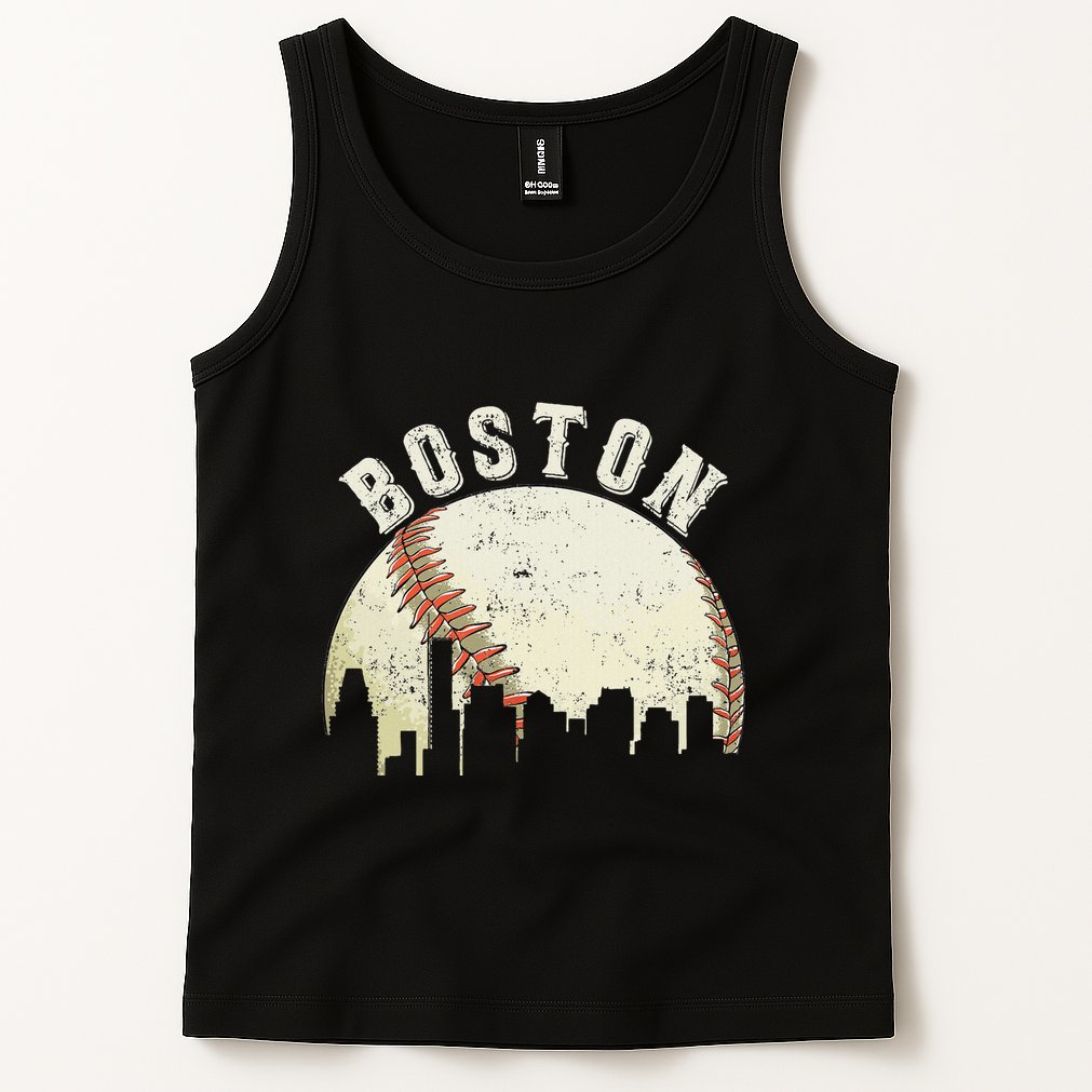 Boston Vintage Baseball Distressed Retro Tank Top