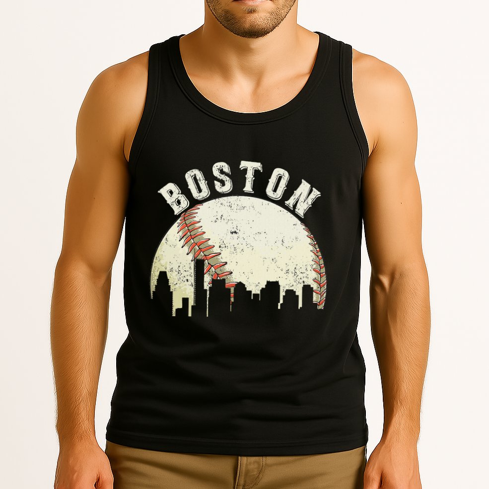 Boston Vintage Baseball Distressed Retro Tank Top