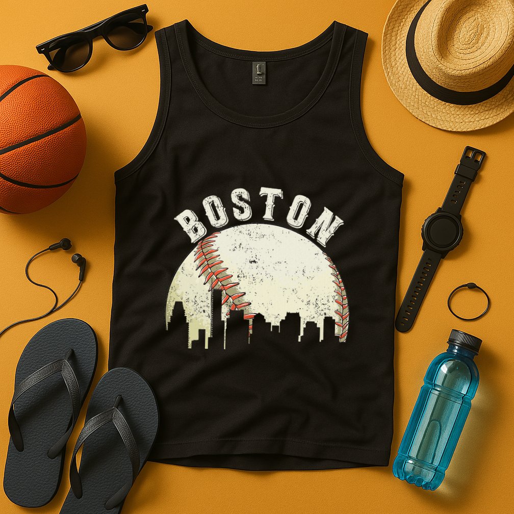Boston Vintage Baseball Distressed Retro Tank Top