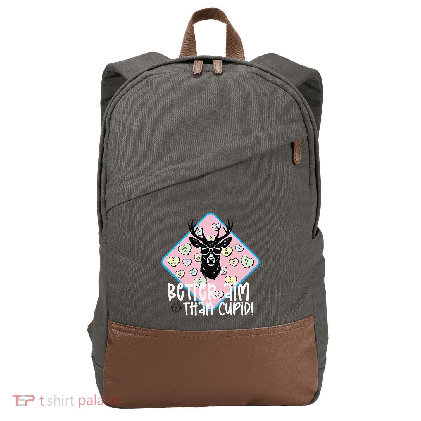Boy Valentines Bucked Better Aim Than Cupid Deer Hunting Cotton Canvas Backpack