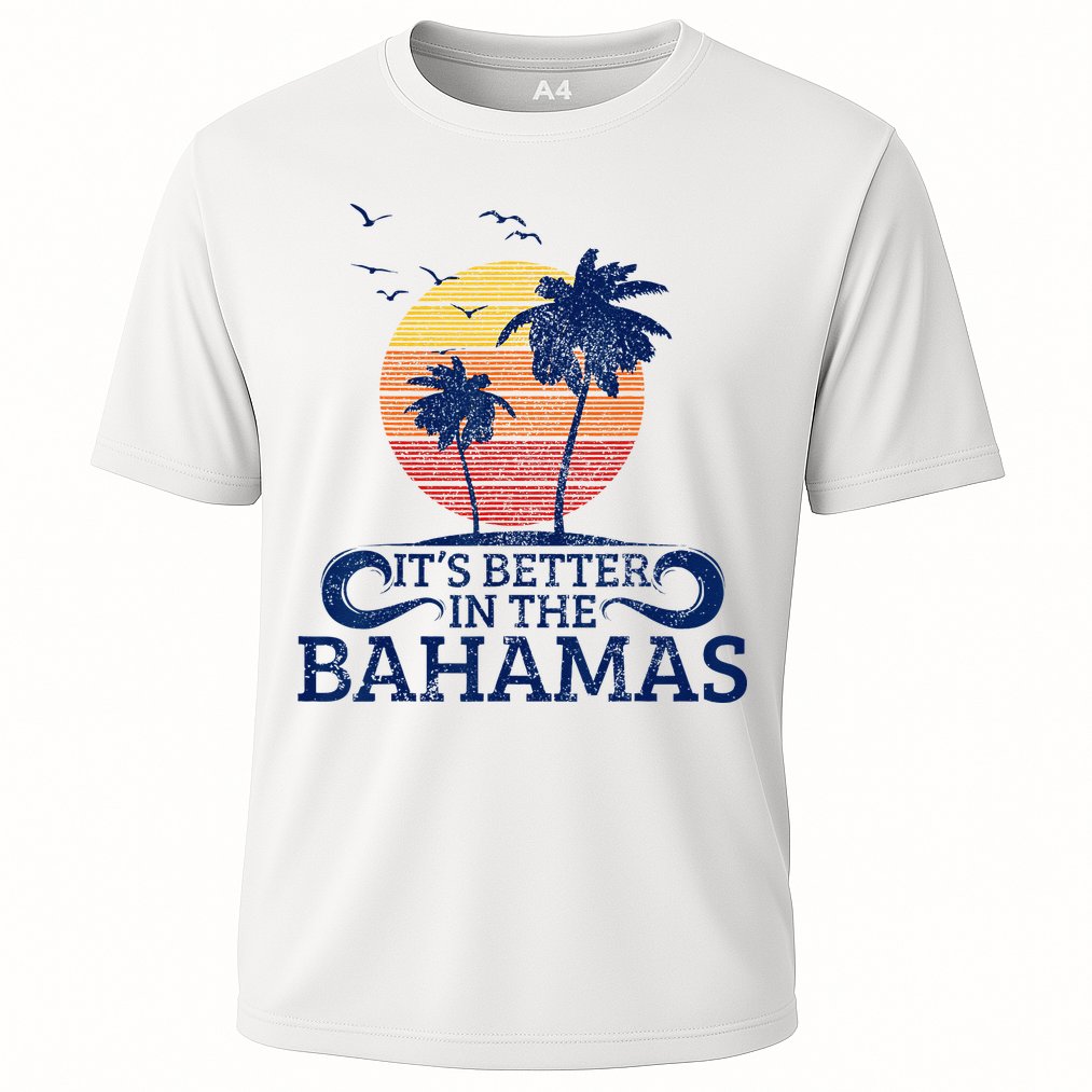 Bahamas Vintage Beach Palm Trees Sunset Vacation Souvenir Cooling Performance Crew T-Shirt