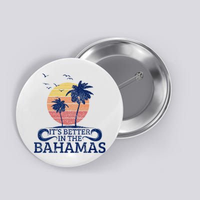 Bahamas Vintage Beach Palm Trees Sunset Vacation Souvenir Button